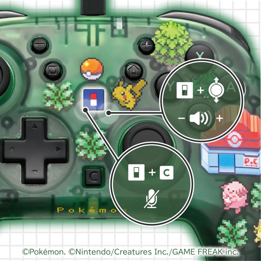 【可可電玩】NS/NS2/PC HORI 寶可夢 30周年 像素風 綠色 點陣圖 有線搖桿 連發 手把 TURBO-細節圖4