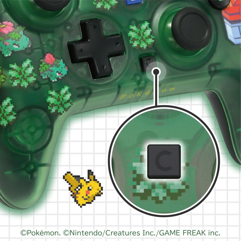 【可可電玩】NS/NS2/PC HORI 寶可夢 30周年 像素風 綠色 點陣圖 有線搖桿 連發 手把 TURBO-細節圖8