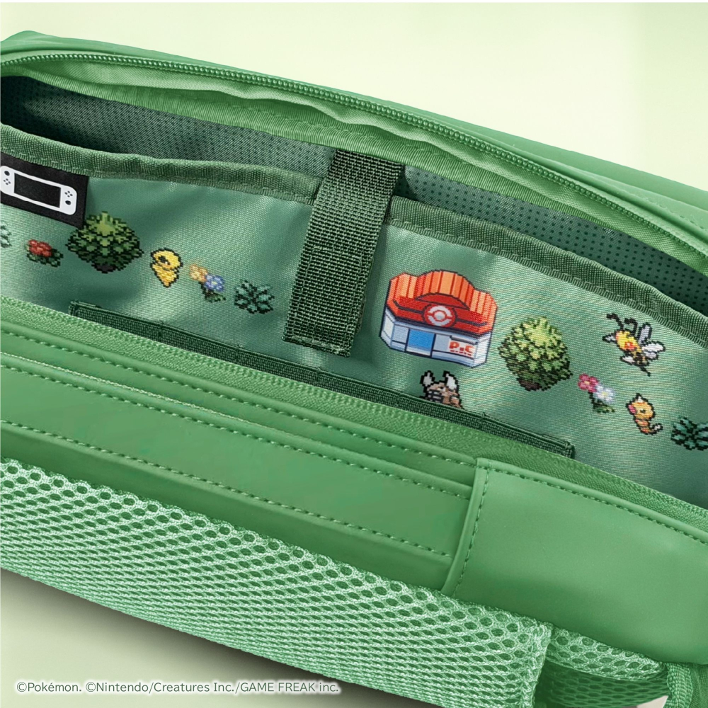【可可電玩】NS / NS2 HORI 寶可夢 30周年 像素風 綠色 主機收納包 單肩包 斜背包 收納包 主機包-細節圖6