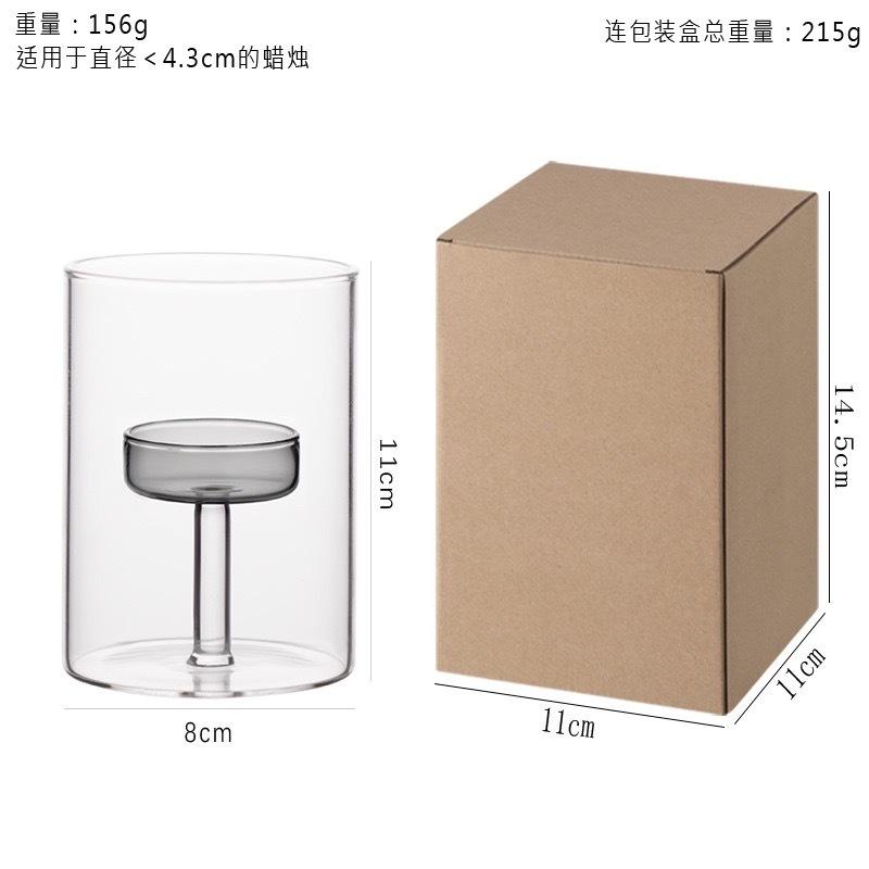 au fait 推薦 防風小茶蠟玻璃燭台座 玻璃燭台三件組 北歐風玻璃燭台 防風透明燭台 極簡INS風擺飾-細節圖4