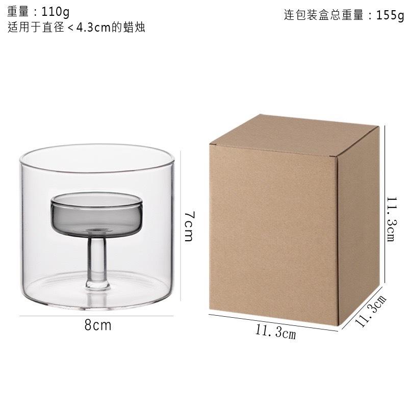 au fait 推薦 防風小茶蠟玻璃燭台座 玻璃燭台三件組 北歐風玻璃燭台 防風透明燭台 極簡INS風擺飾-細節圖6
