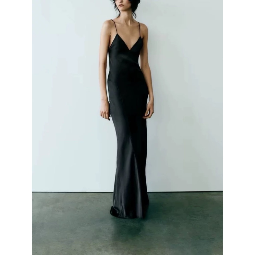 ZA緞面美背連身裙-細節圖3