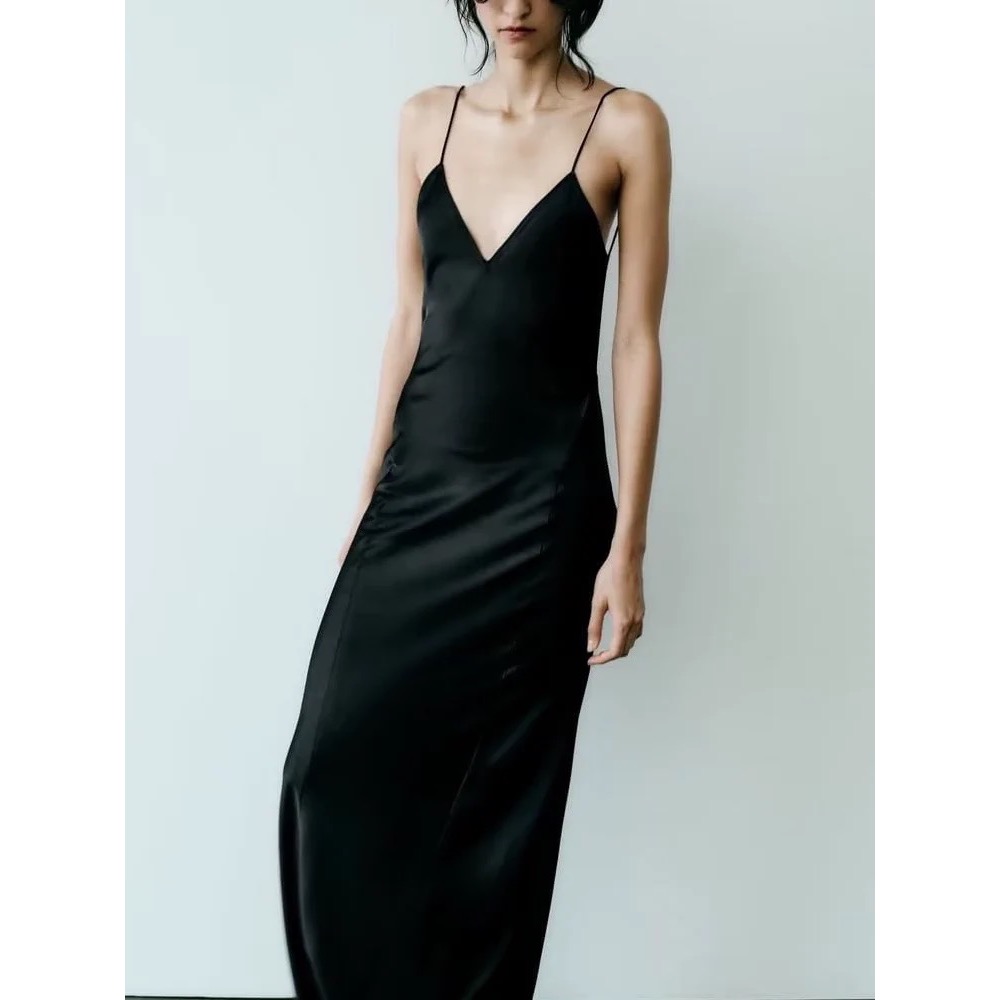 ZA緞面美背連身裙-細節圖4