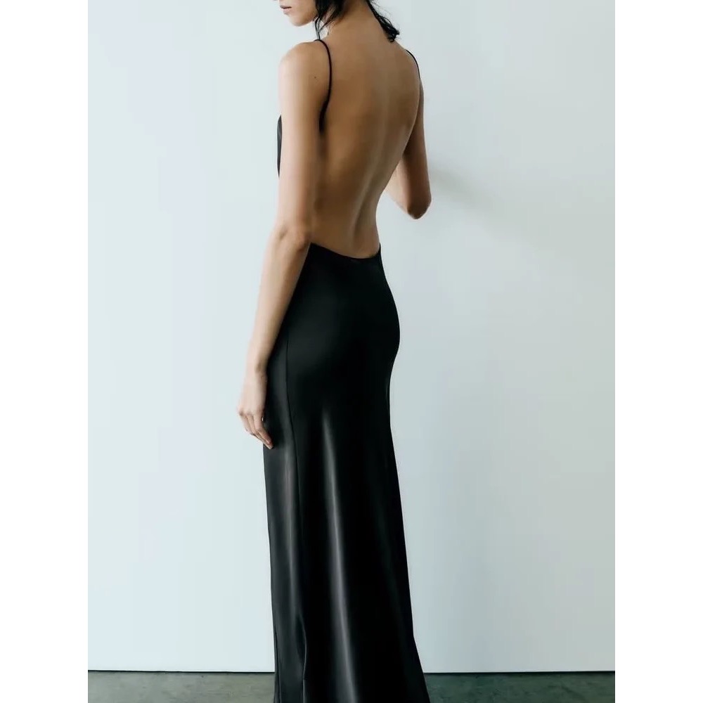 ZA緞面美背連身裙-細節圖5