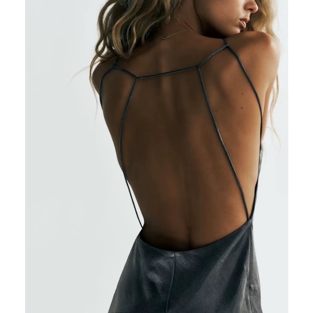 ZA金屬銀箔片美背連身裙-細節圖6