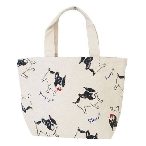 日本 可愛 堅挺 帆布包 手提包 手提袋 便當袋 購物袋 貓咪 黑貓 鬥牛犬 法鬥 柴犬 豆柴-規格圖1