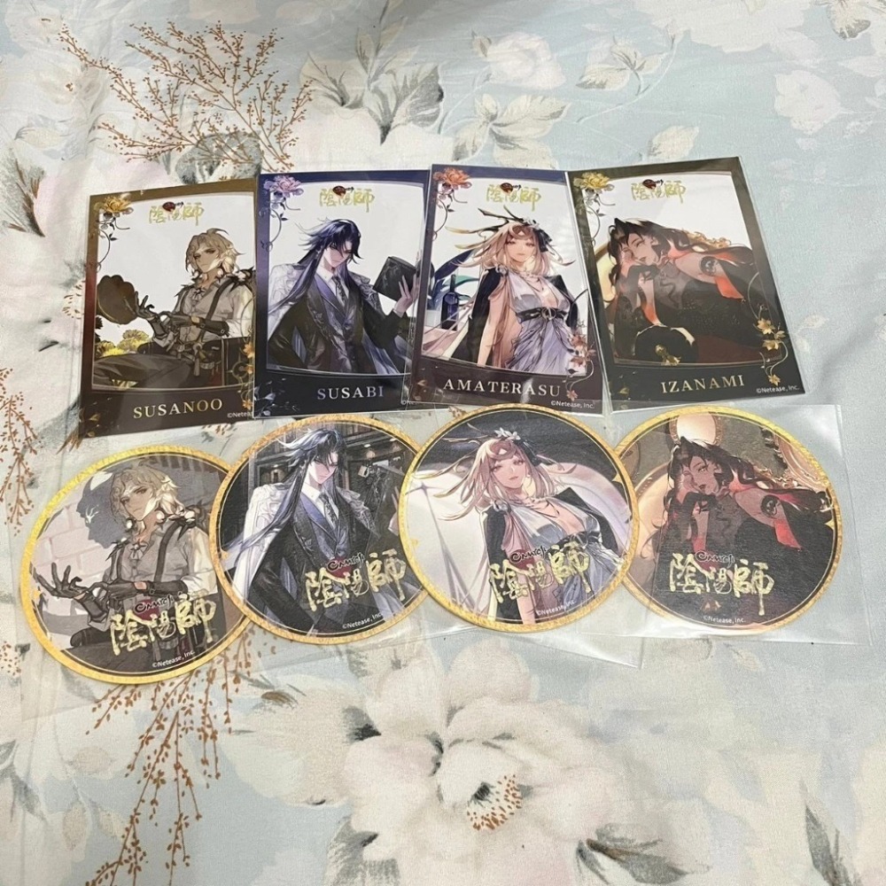 陰陽師cafe 七週年 美好年代 線下咖啡廳 周邊 杯墊 鐳射票 寮聚 須佐之男 荒 天照 伊邪那美 陰陽師 咖啡廳-細節圖2