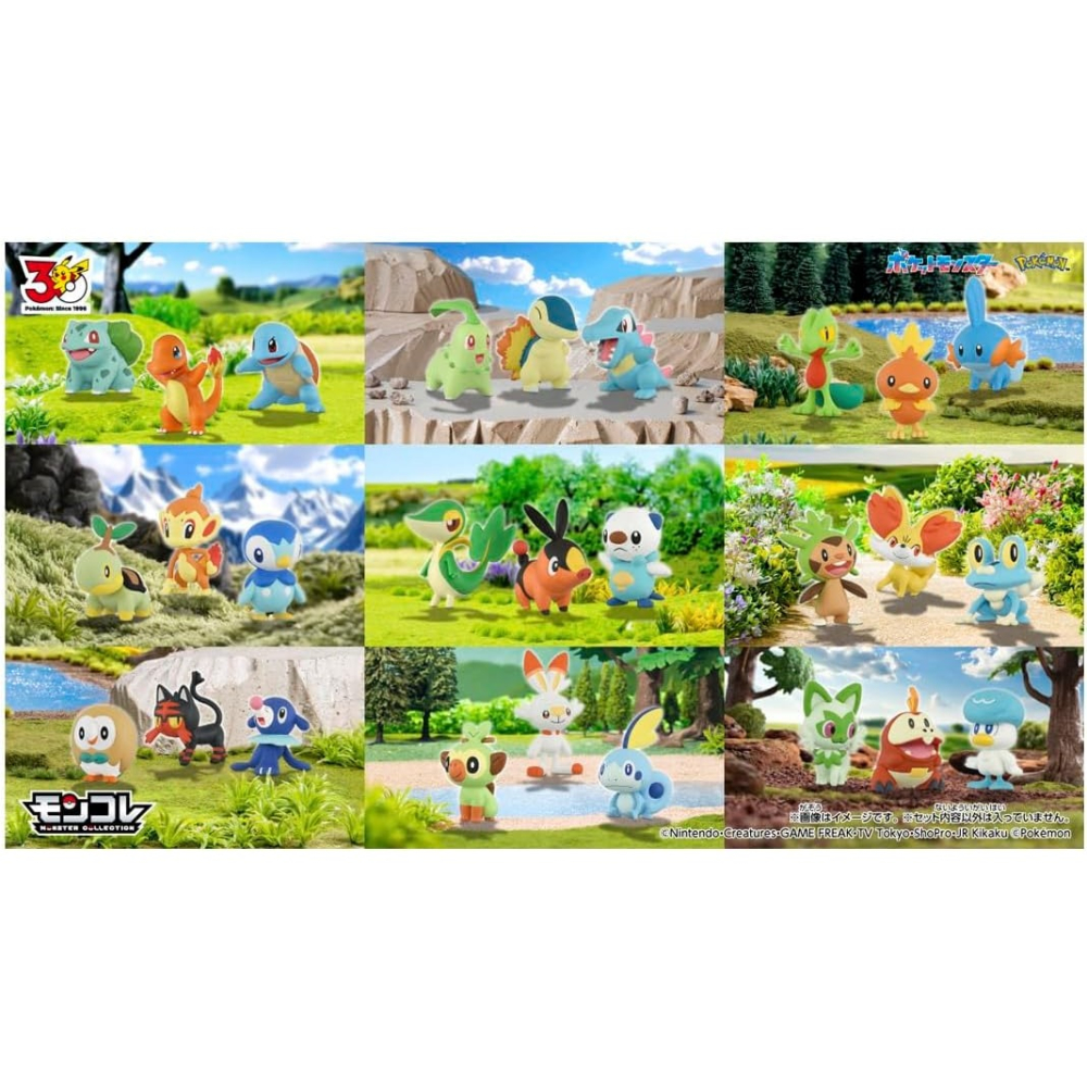 日本 TAKARA TOMY 寶可夢 30 週年 掌上公仔 御三家 套組 關都 城都 豐緣 神奧 合眾 卡洛斯 帕底亞-細節圖2