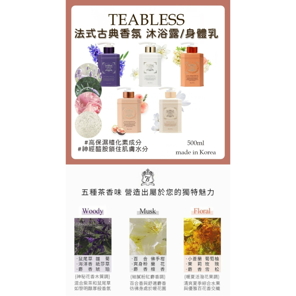 【Teabless】英式古典香水沐浴露(保濕鎖水亮白修護鎮靜平衡)-細節圖7