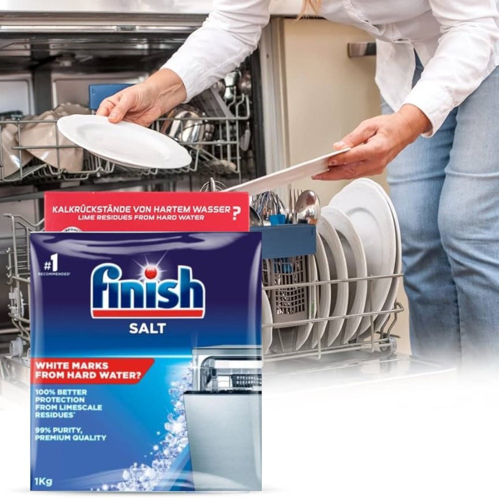 【finish 亮碟】洗碗機專用軟化鹽軟水鹽1kg(軟化水質/預防水垢/保養機體管線)-細節圖2