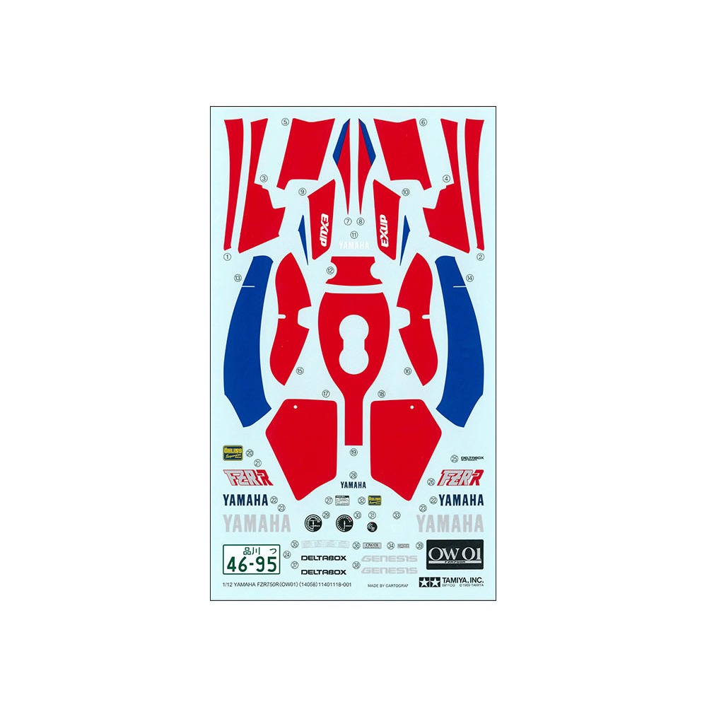 TAMIYA 田宮 1/12 YAMAHA FZR750R (OW01) 14058 復刻再販 限量-細節圖9