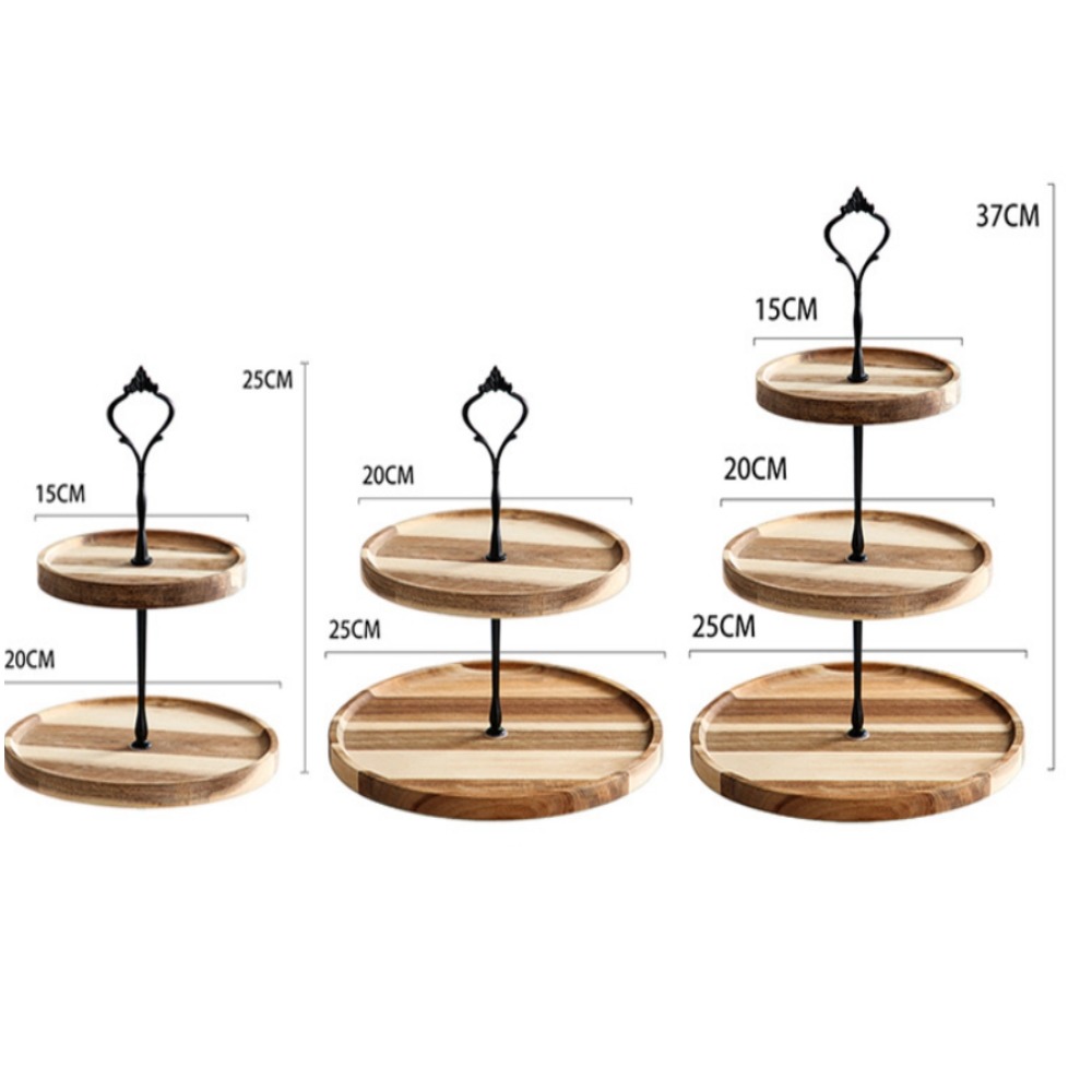 巨安戶外【112101806】派對相思木水果盤創意木製三層點心盤-細節圖3