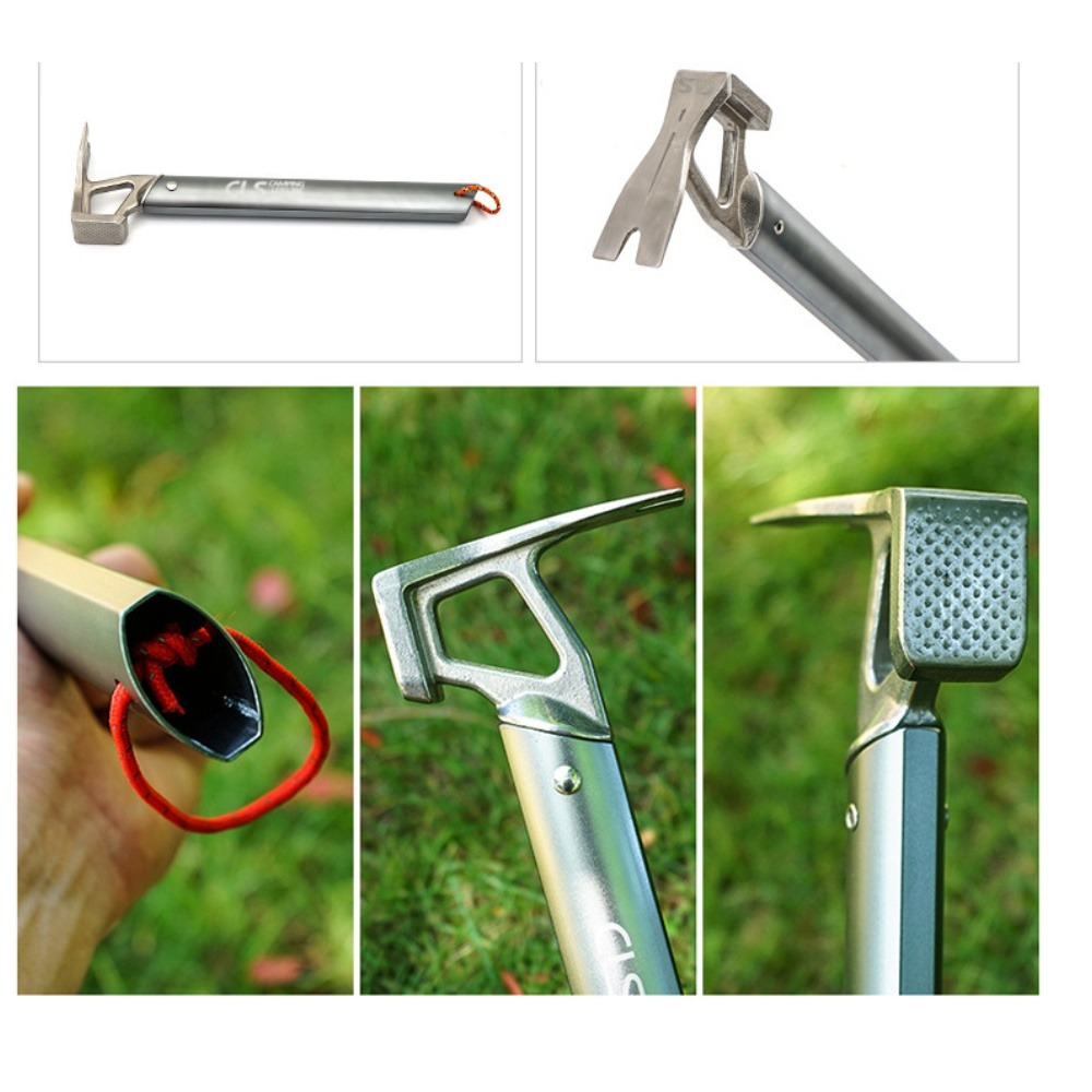 巨安戶外【113041109】鋁合金手柄不銹鋼鎚頭戶外登山露營帳篷地釘拔釘器榔頭-細節圖6