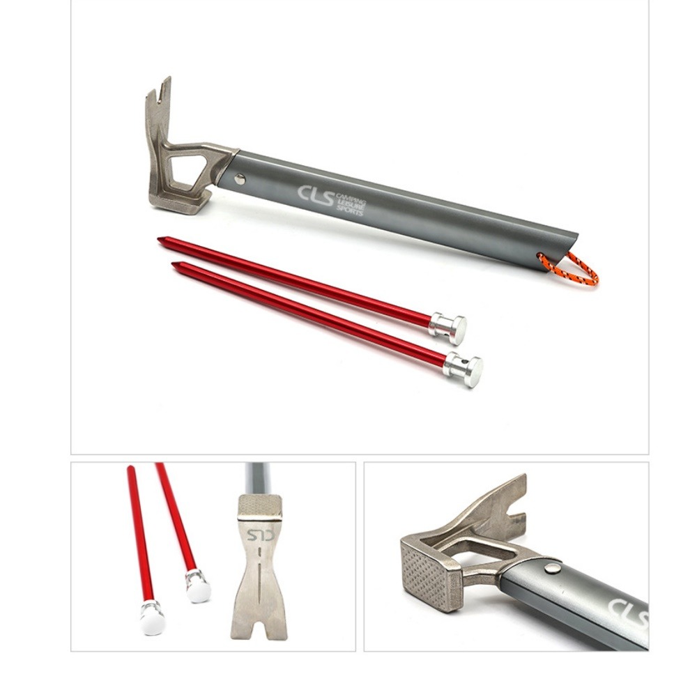 巨安戶外【113041109】鋁合金手柄不銹鋼鎚頭戶外登山露營帳篷地釘拔釘器榔頭-細節圖7