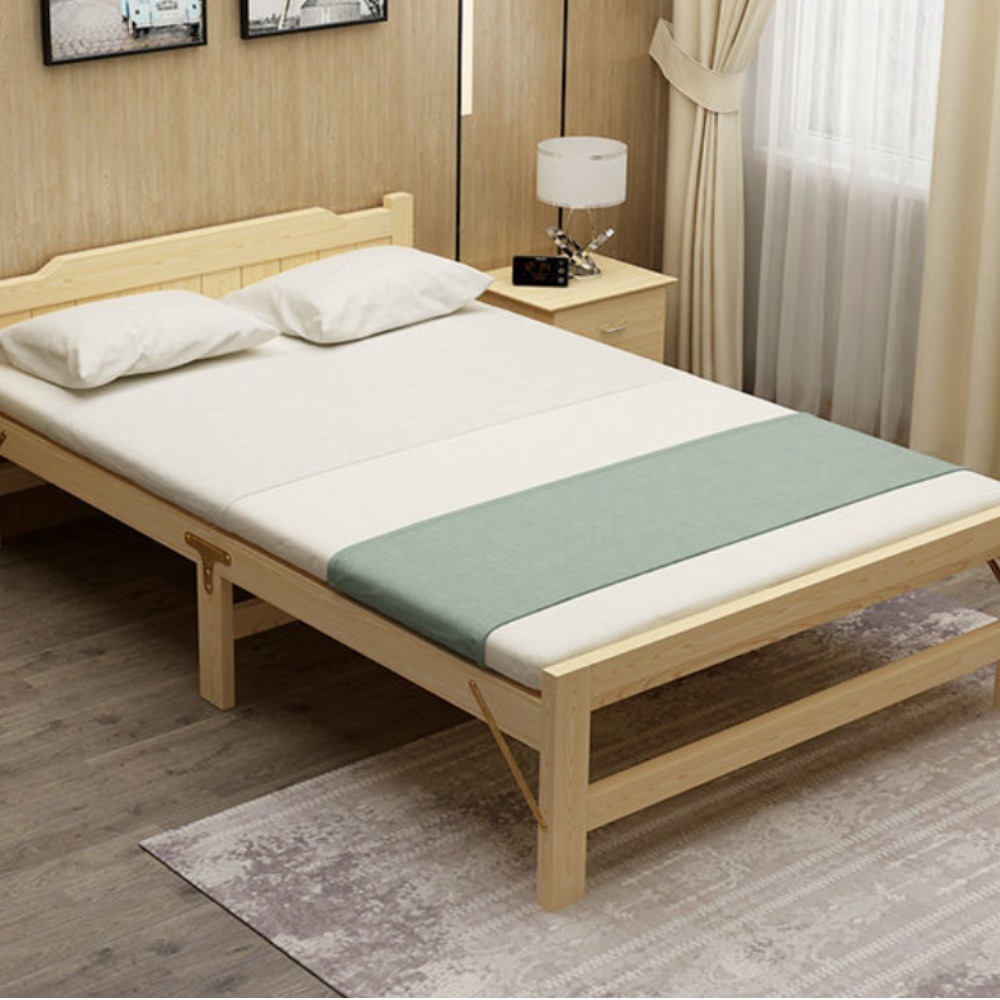 巨安戶外【113030310】折疊床單人實木床簡易結實雙人午睡床家用租房成人加強床-細節圖9