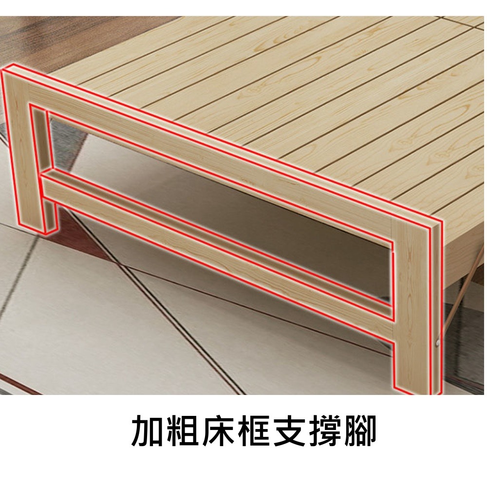 巨安戶外【113030310】折疊床單人實木床簡易結實雙人午睡床家用租房成人加強床-細節圖10