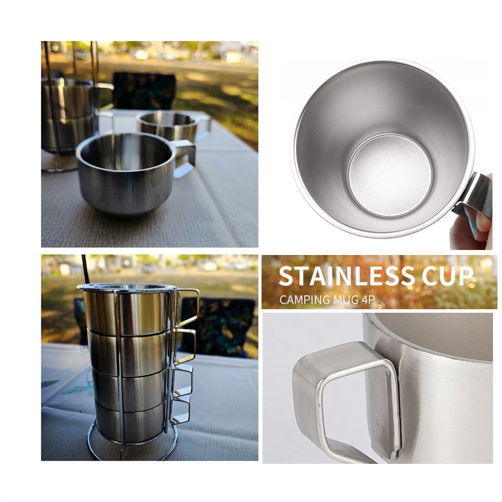 巨安戶外【113013115】304不鏽鋼中空隔熱小湯碗咖啡杯 含底座-細節圖2