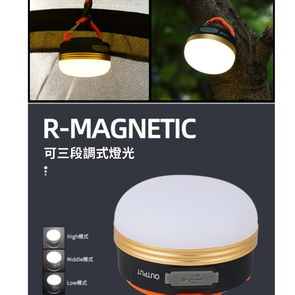 巨安戶外【113013110】LED三段式露營帳篷燈USB可充電防水當行動電源-細節圖7