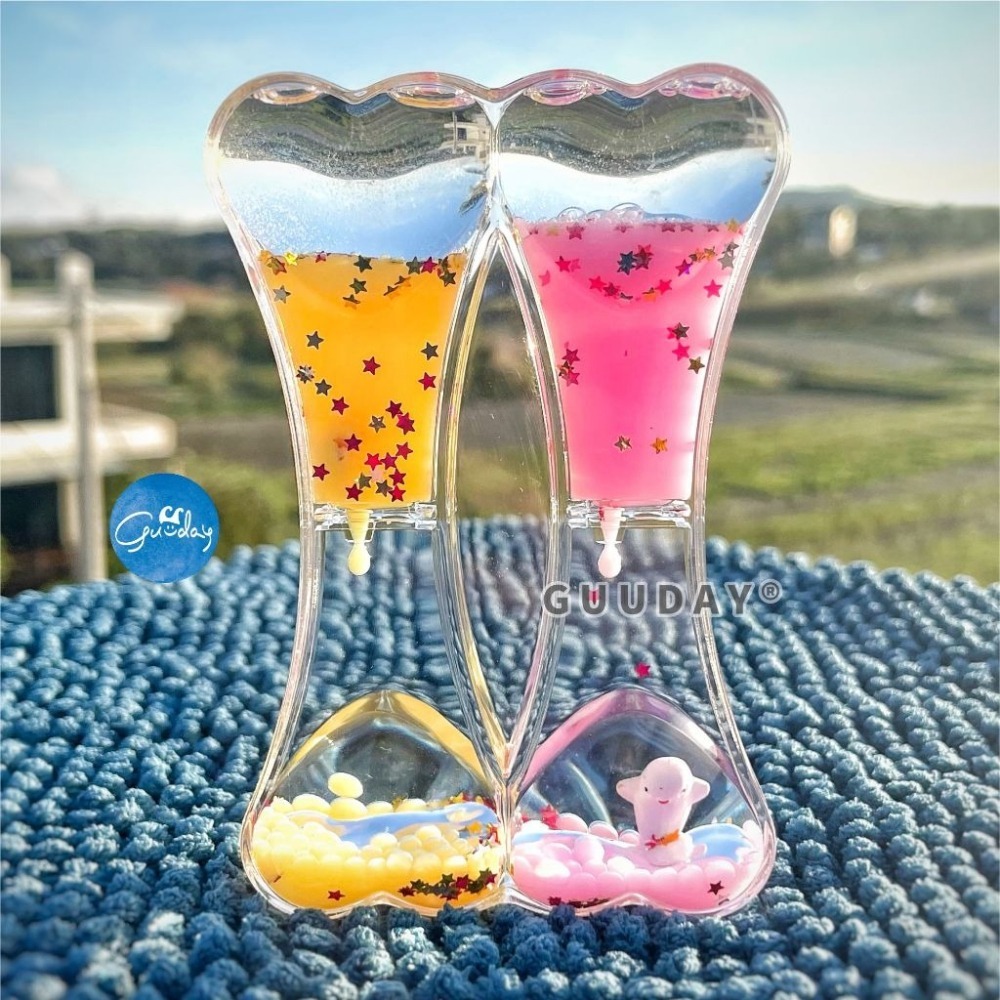 水沙漏 雙心款 屏東海生館 XPARK 海生館紀念品 油沙漏 油滴 沙漏 計時沙漏 療癒 抖音 玩具 風水 GUUDAY-細節圖3