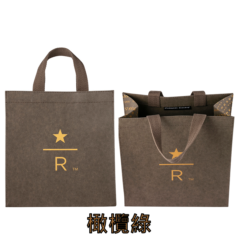 《星巴克》 STARBUCKS典藏門市限定 大象灰 / 橄欖綠 典藏水洗牛皮紙提袋 [生日 禮物 禮品 環保]-細節圖3