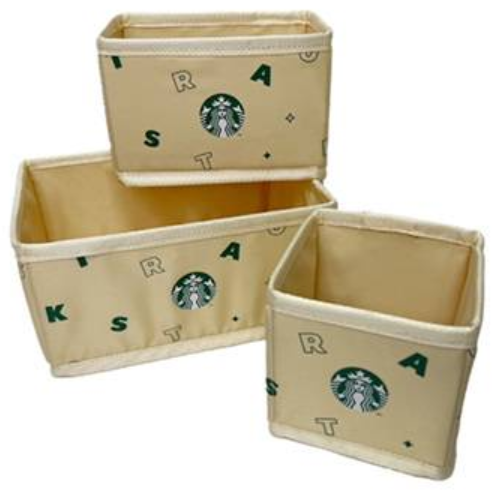 《星巴克》 STARBUCKS 桌上型摺疊收納籃(黑/米白) [交換 禮物 禮品]-規格圖1