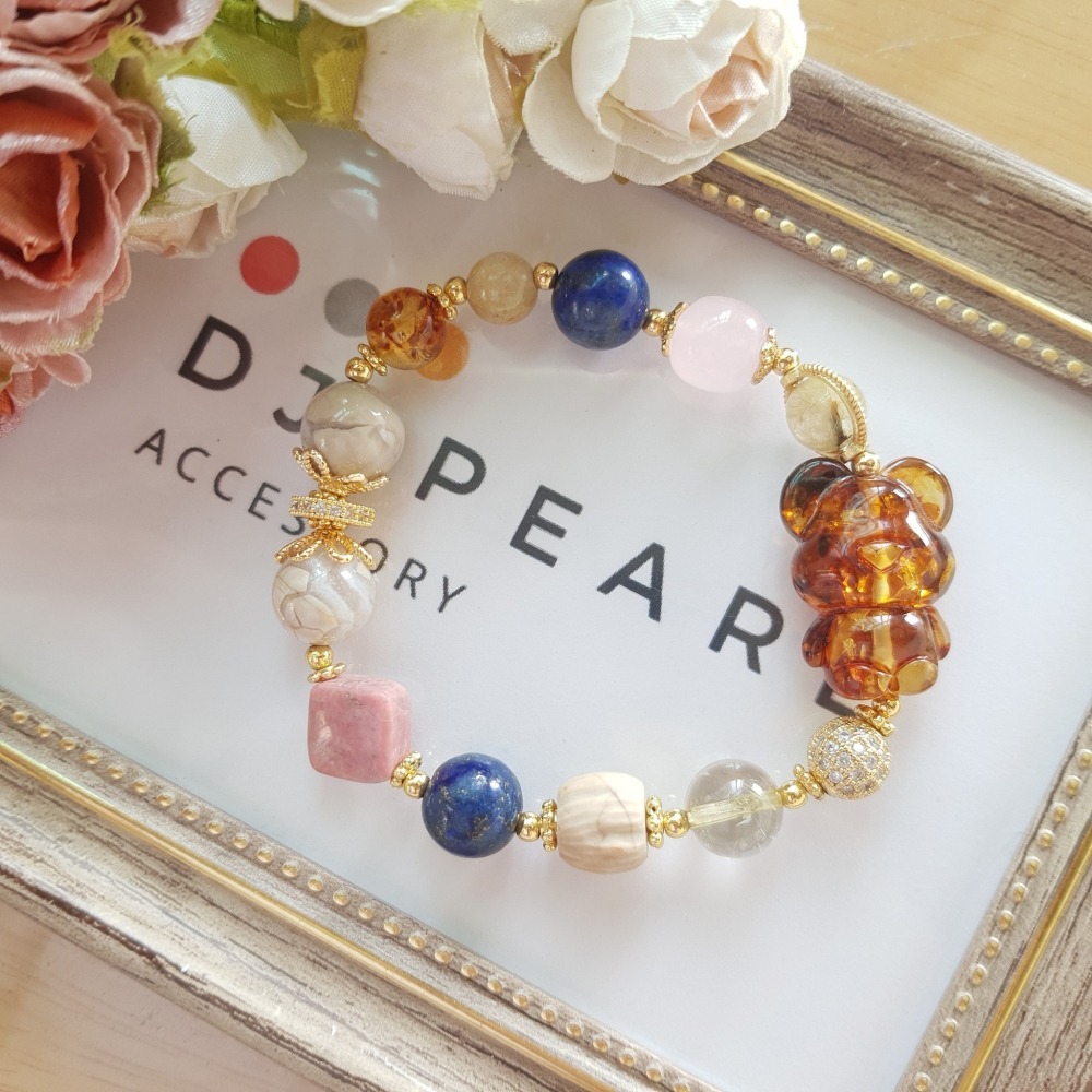 【花珀熊熊多寶手鍊，NT：2,680元】-細節圖3