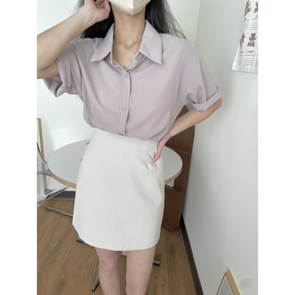 Little SiS.小花夏🎀 #2112 滑滑短袖襯衫 6colors-細節圖5