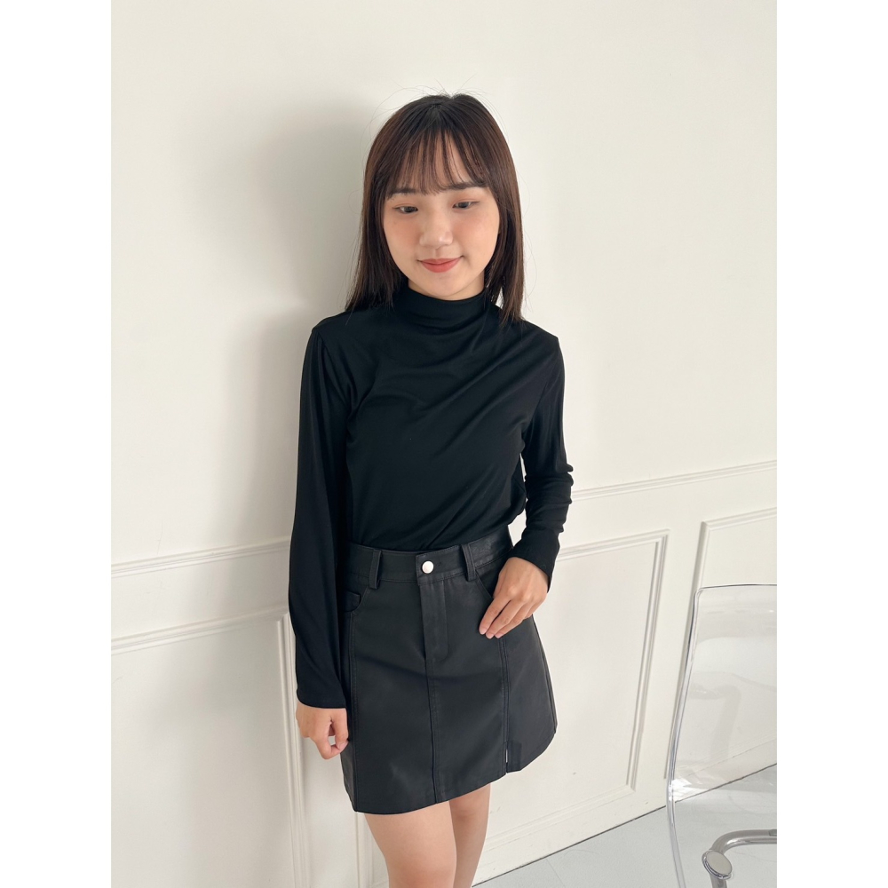 Little SiS. AW🍂 #2841 買！霧感小開衩皮裙(附皮帶) (S-XL) 4colors-細節圖3