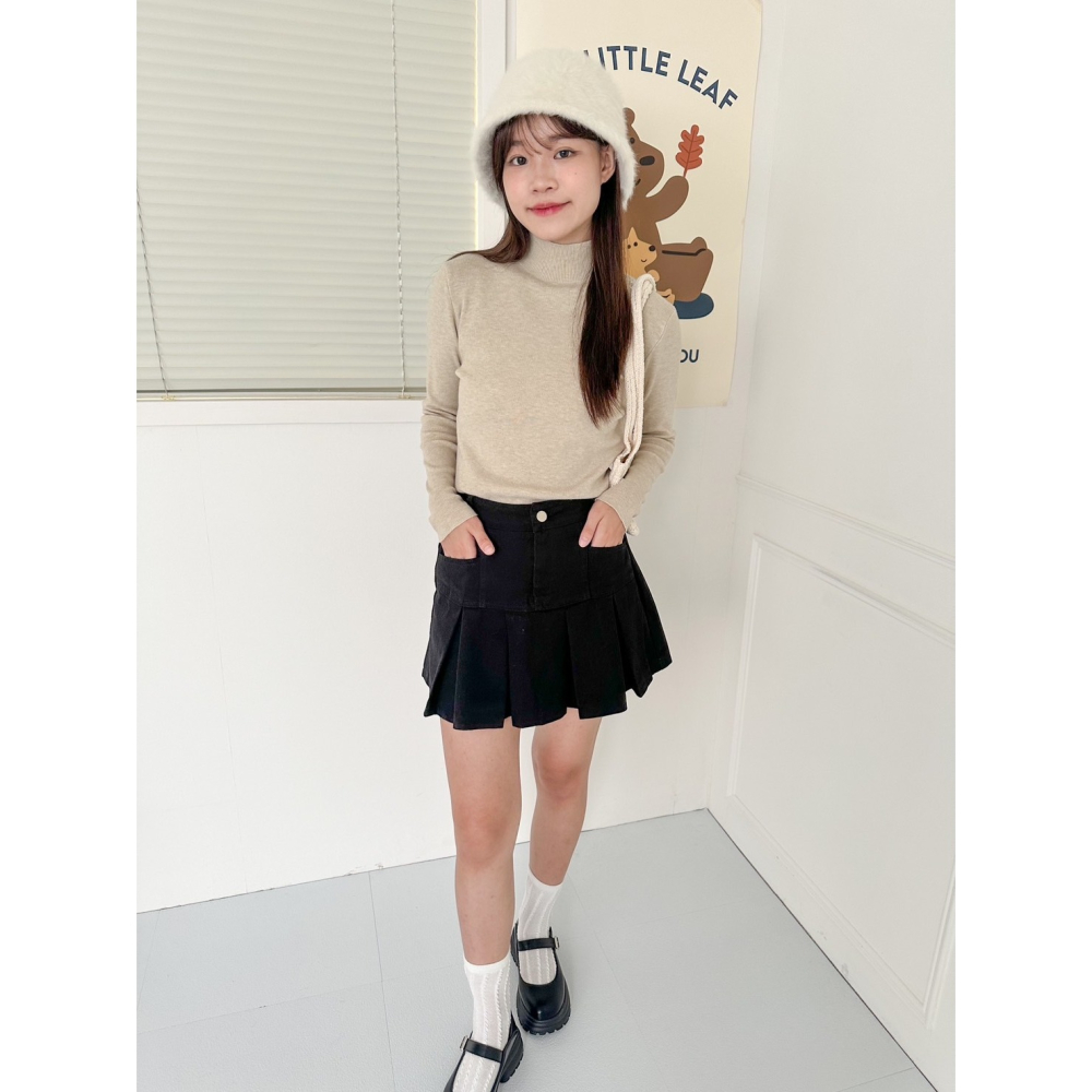 Little SiS. AW🍂 #2868 水洗感百褶裙(附皮帶) (S-XL) 2colors-細節圖9