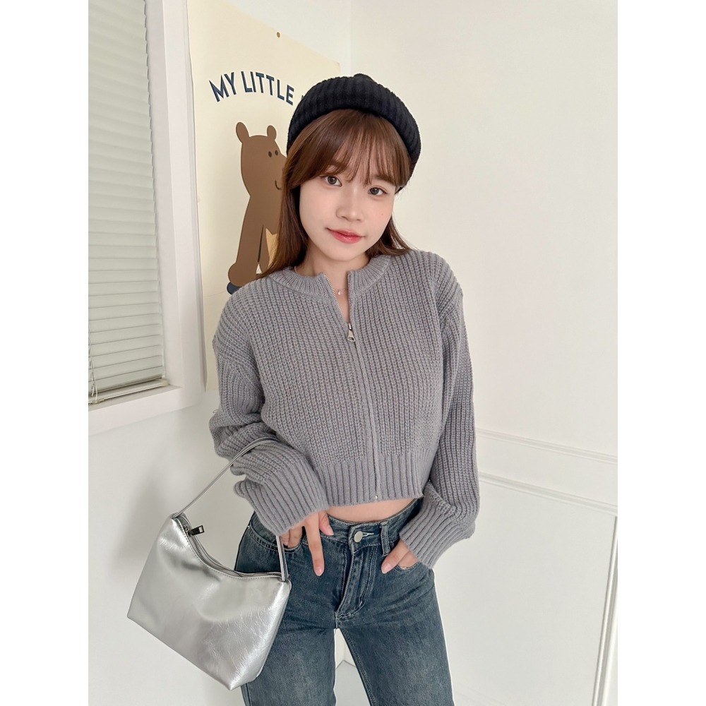 Little SiS. A/W🍂 (2件450!) #2884 短版拉鍊針織外套 4colors-細節圖6