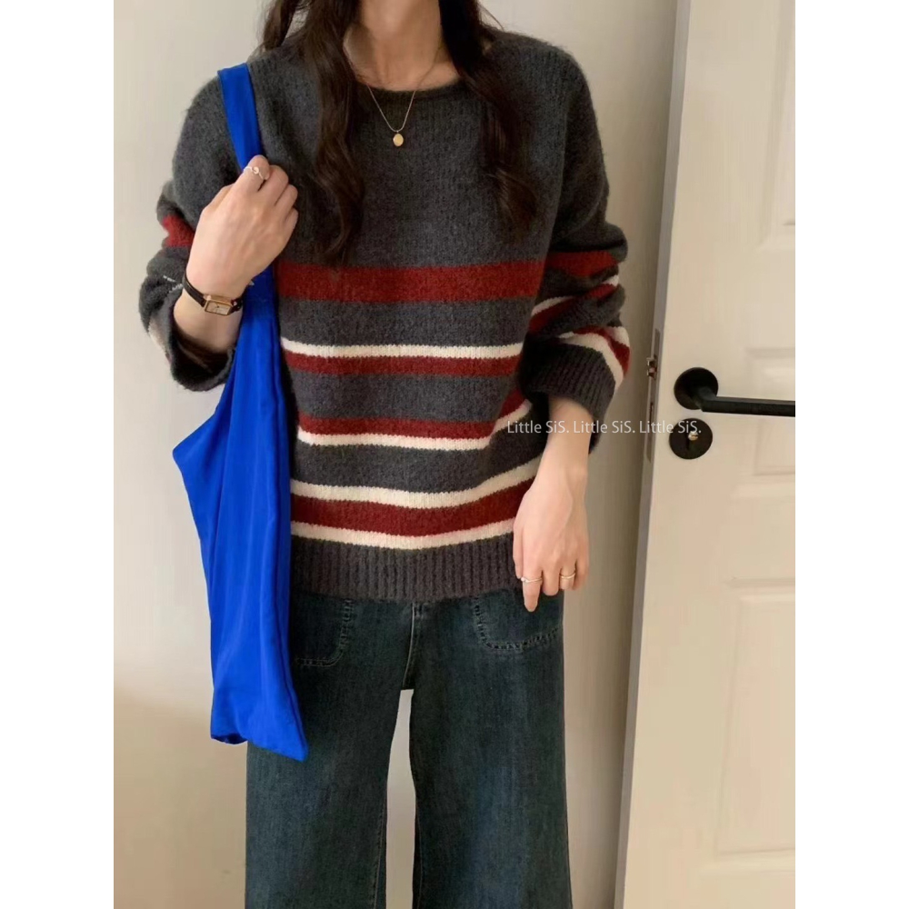 Little SiS. A/W🍂 #2937 條條紋針織毛衣 3colors-細節圖6