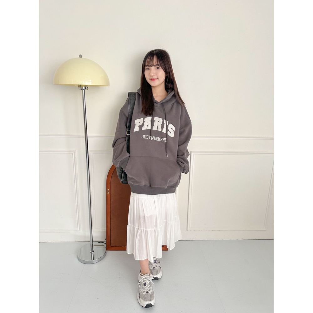 Little SiS. A/W🍂 #3000 週末巴黎連帽大學Tee (寬鬆) 4colors-細節圖7