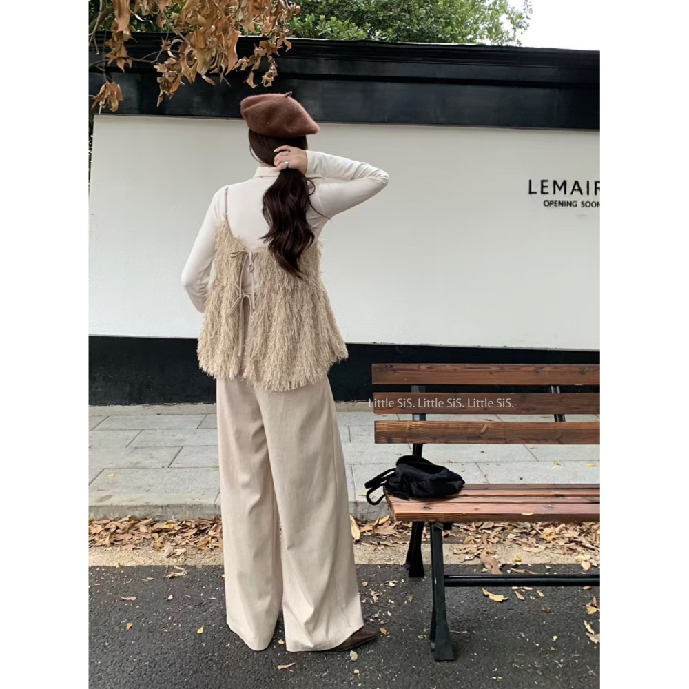 Little SiS. A/W🍂 #3037 羽毛綁帶背心(兩面穿) 3colors-細節圖4