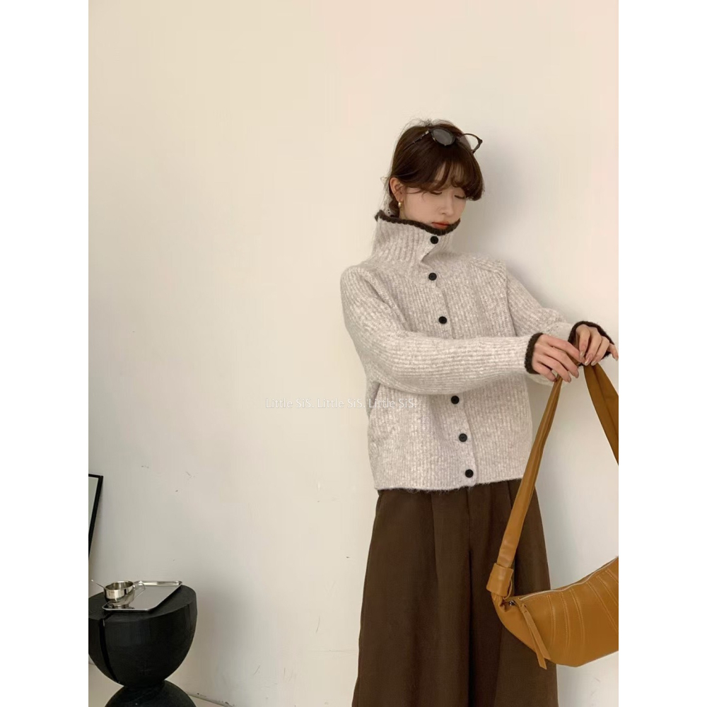 Little SiS. A/W🍂 #3038 焦糖咖啡坑條紋針織外套 4colors-細節圖5