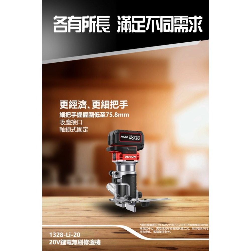 大有DEVON1328-Li-20充電無刷修邊機20V-細節圖3