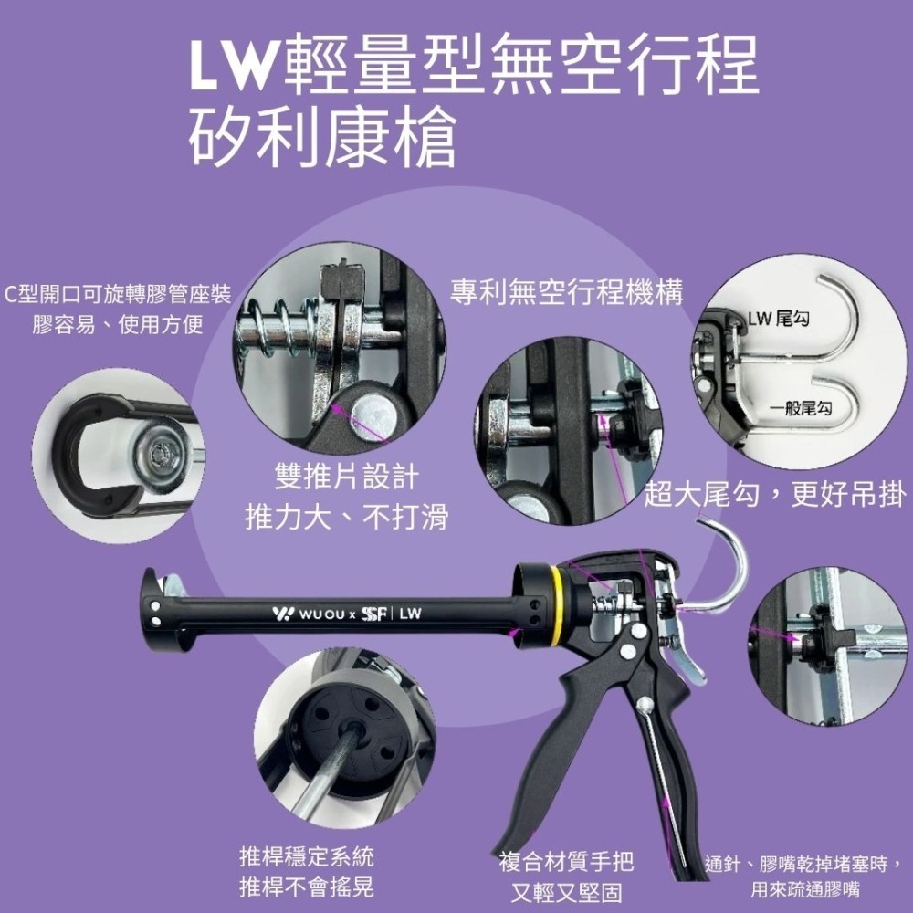 水電爸爸WUOU x SSF LW輕量型無空行程矽利康槍-細節圖2