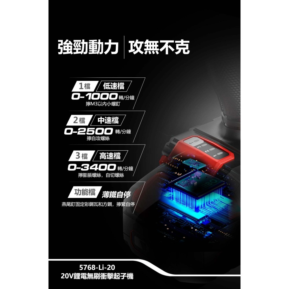 【DEVON大有】5768-Li-20 20V 鋰電無刷衝擊起子機 【送工具箱】 台灣-細節圖8