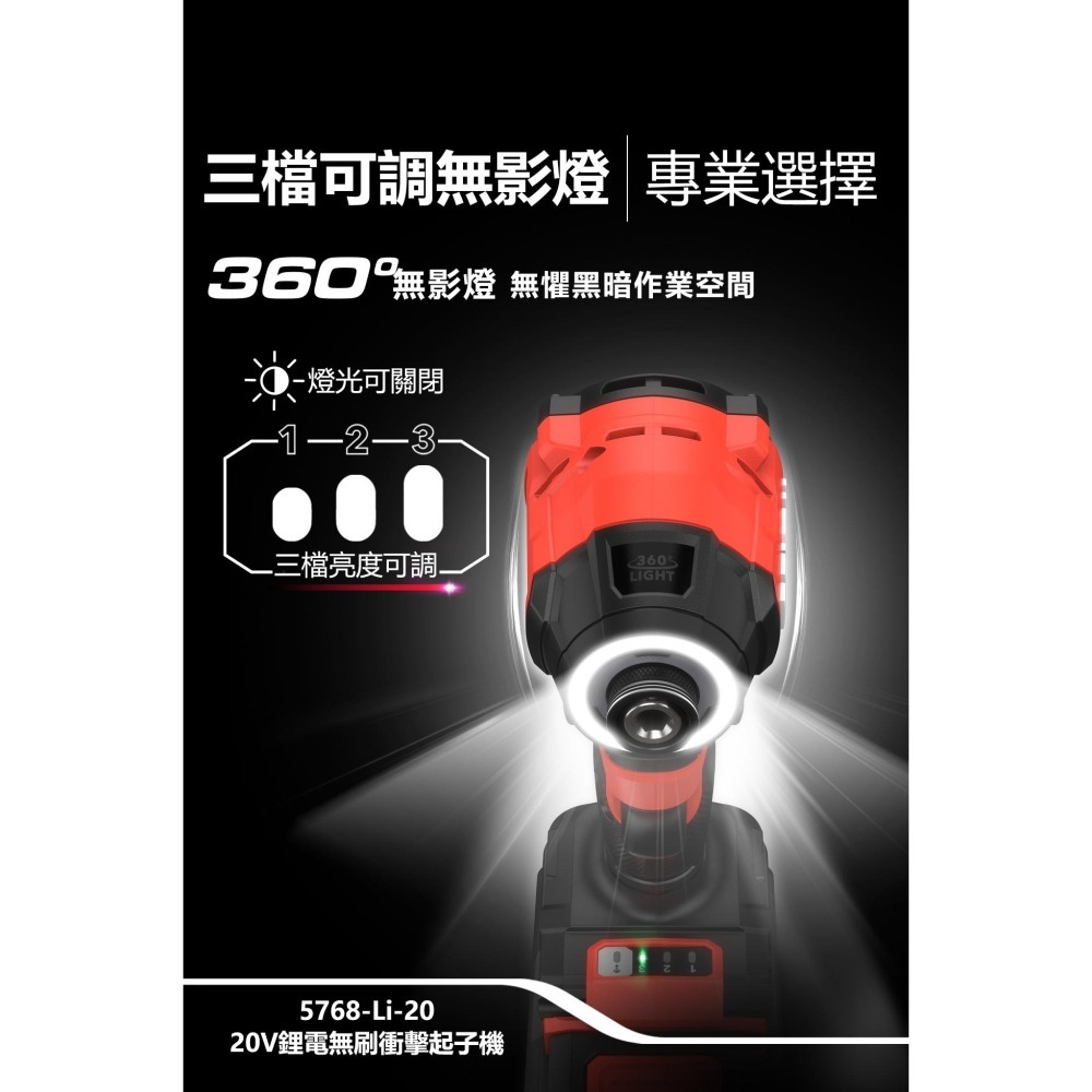 【DEVON大有】5768-Li-20 20V 鋰電無刷衝擊起子機 【送工具箱】 台灣-細節圖11