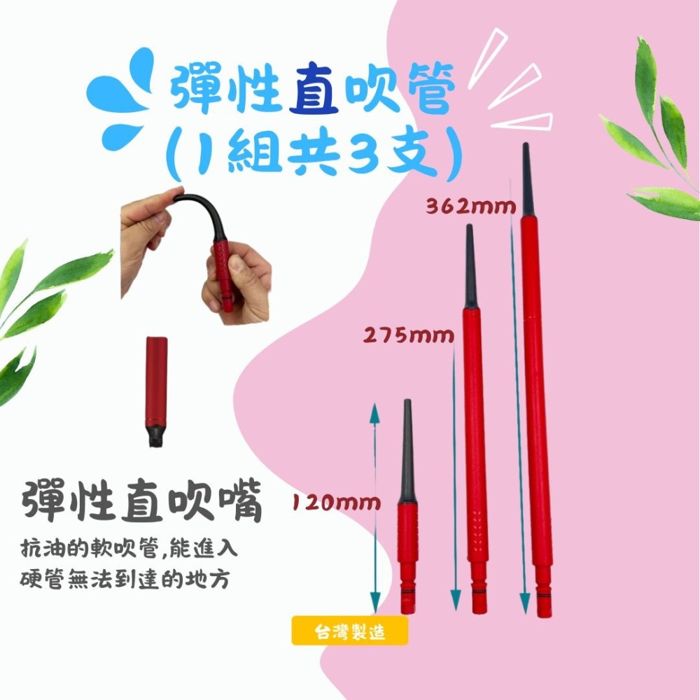 台灣製Samso專利迷你吹塵槍組，空壓機吹氣槍、降噪、防噴濺、扁頭、錐形噴嘴、塑膠、三倍風量-細節圖3