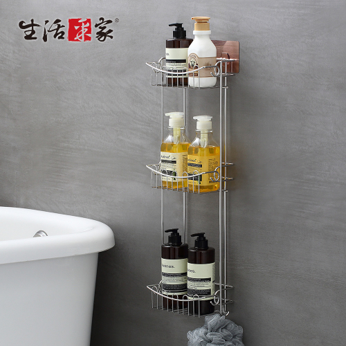 生活采家︱樂貼系列台灣製304不鏽鋼浴室用三層沐浴品置物架#99487