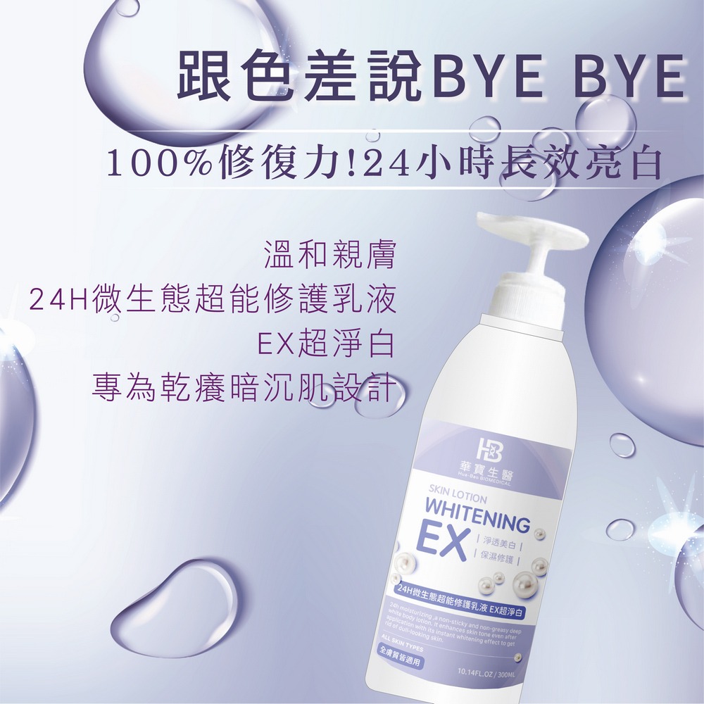 【華寶生醫】24H微生態超能修護乳液EX超淨白300ml-細節圖2