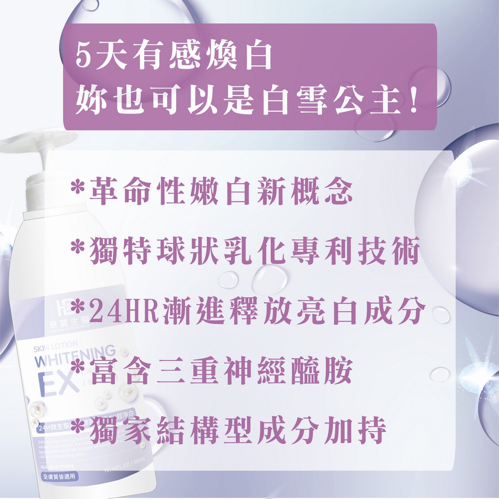 【華寶生醫】24H微生態超能修護乳液EX超淨白300ml-細節圖4