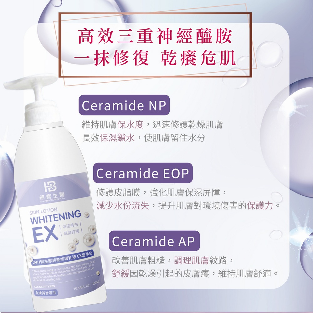 【華寶生醫】24H微生態超能修護乳液EX超淨白300ml-細節圖6