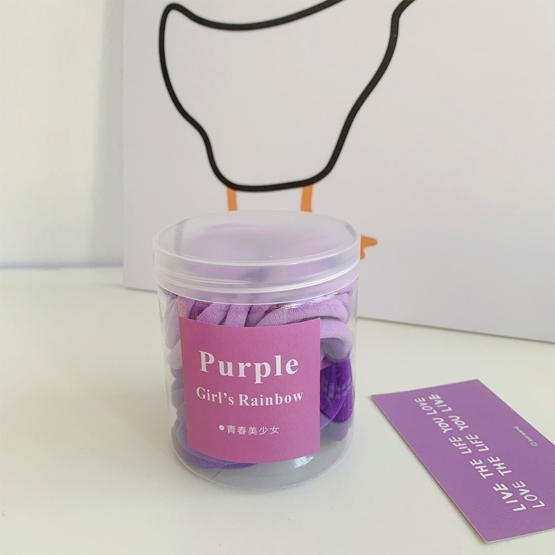 髮圈 50條漸變盒裝髮圈 少女無接縫 發繩 髮圈 高彈性 頭繩 糖果色 皮筋 毛巾圈 髮圈 台灣現貨 髮圈-細節圖2