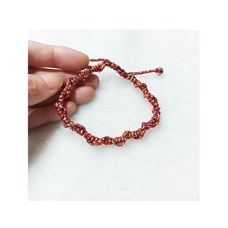 五色線手鍊 五彩繩手環 可調節 手工編織 紅繩 情侶手繩 五彩繩編織-細節圖5