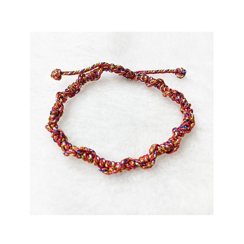 五色線手鍊 五彩繩手環 可調節 手工編織 紅繩 情侶手繩 五彩繩編織-細節圖7