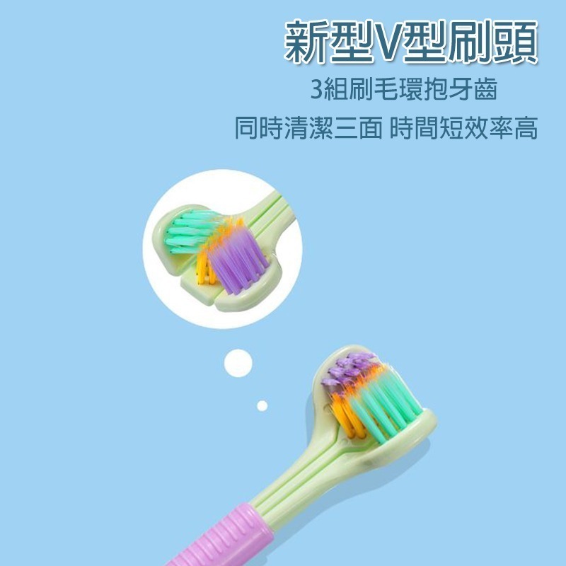 3D立體三面牙刷 創意 馬卡龍 三面牙刷 成人 兒童 口腔護理 清潔刷 無死角 3D立體 牙刷-細節圖2