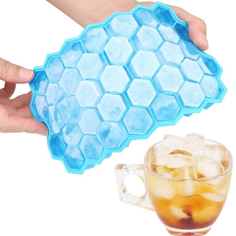 現貨 37格蜂窩硅膠冰格 制冰盒模具 製冰盒 創意DIY 蜂巢冰格冰模帶蓋 冰塊模具製冰盒 矽膠食品級 有蓋 冰塊盒-細節圖10