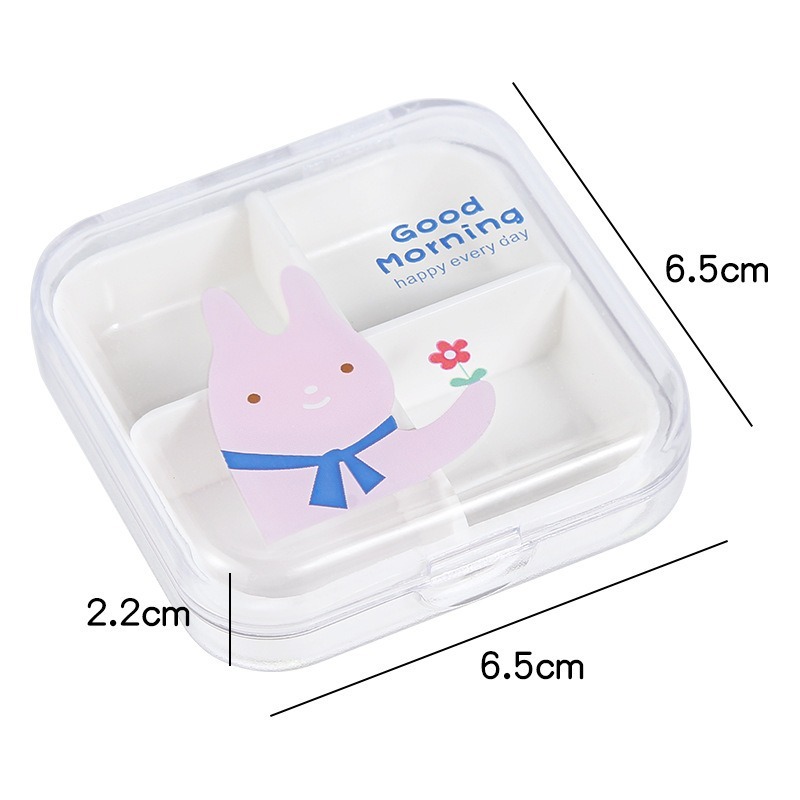 可愛動物四格迷你藥盒｜隨身藥品收納盒・旅行外出攜帶方便｜小物收納 ｜愛麗絲的雜貨賣場-細節圖3