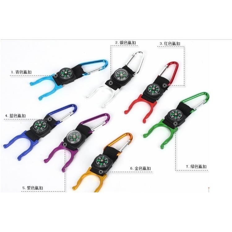 【指南針水瓶扣】寶特瓶扣環.礦泉水夾扣.水瓶掛扣.水瓶掛勾.保特瓶扣.登山扣.水瓶扣-細節圖5